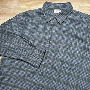 Faherty Flannel Shirt Men's 2XL Green Plaid‎ Long Sleeve Button-Up Preppy Casual